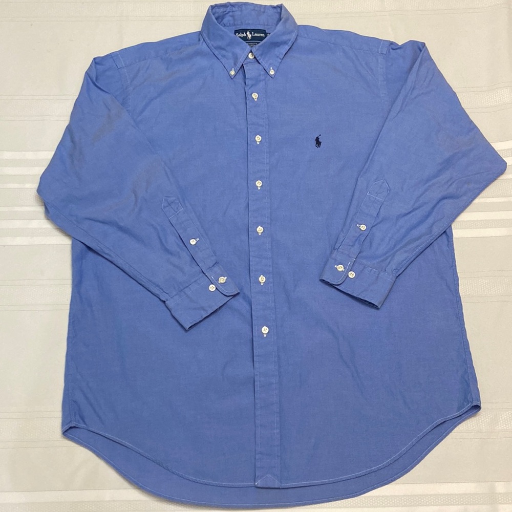 Ralph Lauren Cotton Pinpoint Oxford Mens Button Down Dress Shirt size L 16.5